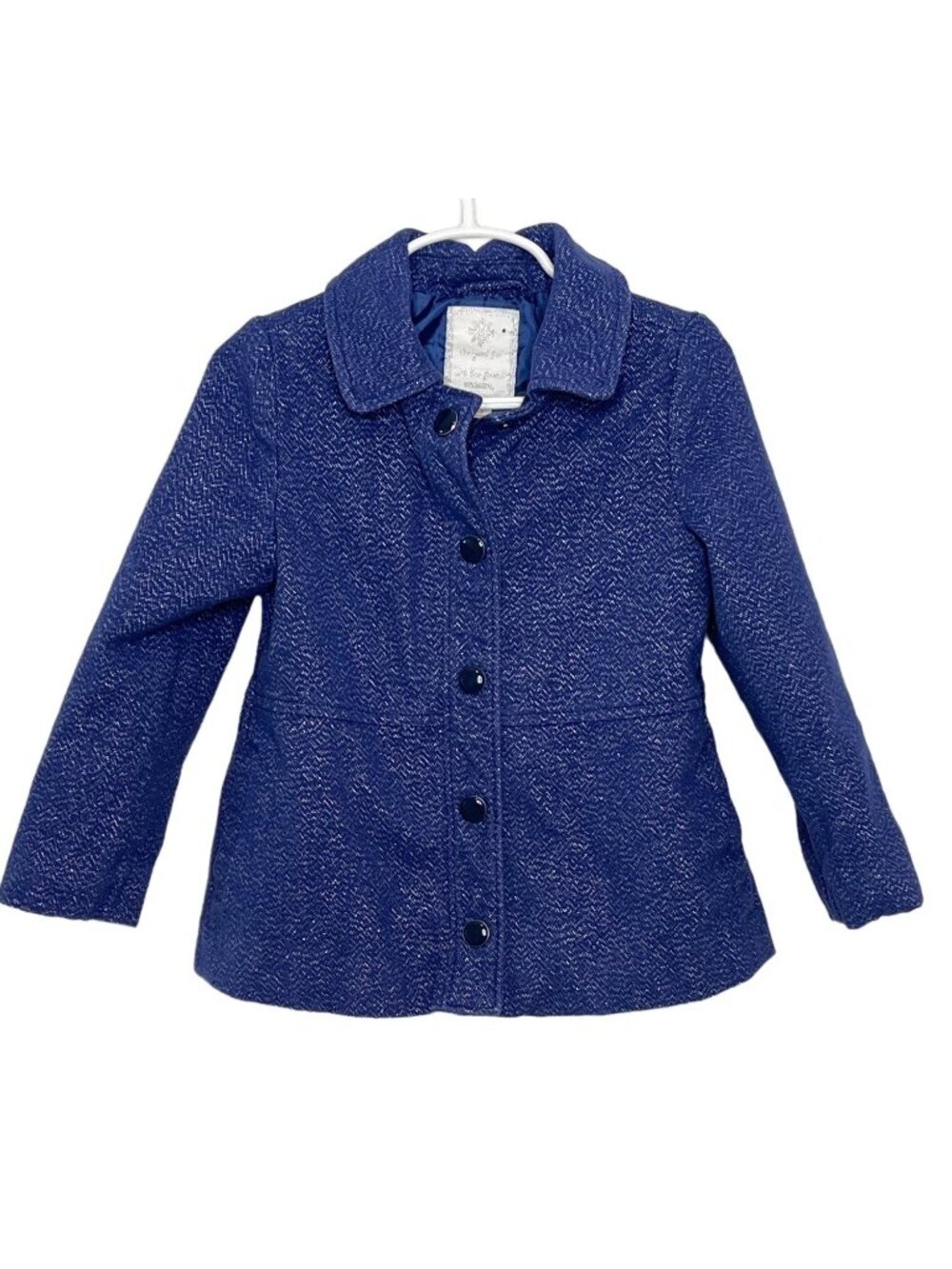Gymboree Girls XS 4 Sparkle Coat Jacket Navy Metallic Holiday Winter
